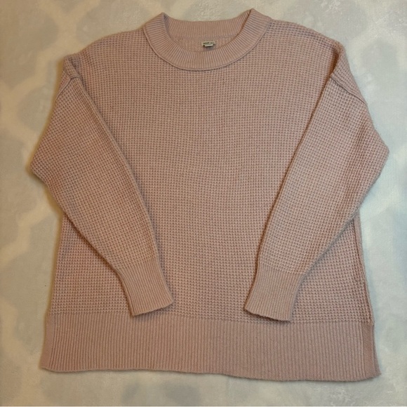 Aerie Sweater Light Pink Crew Neck Knit Waffle Pullover Size XS/TP - Picture 2 of 8